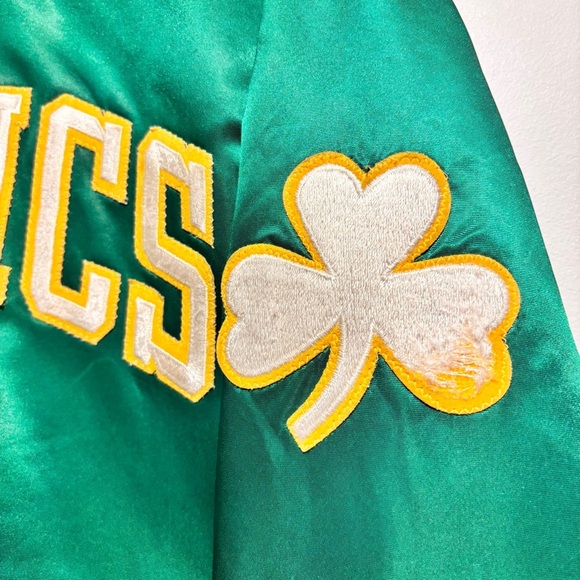 Vintage Boston Celtics Starter Jacket XL 80s 90s NBA Green Satin Bomber - Picture 7 of 16